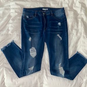 stretchy blue jean pants